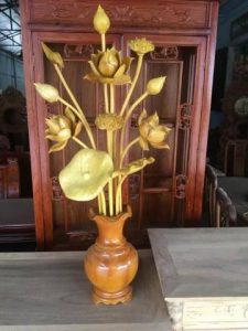 Bình hoa sen gỗ đẹp trưng trong nhà hoặc mang đi biếu tặng
