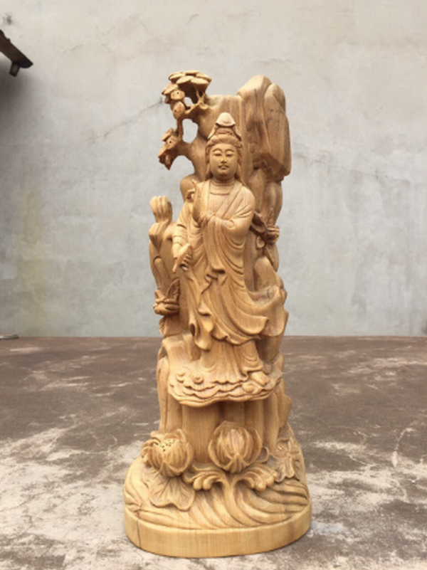 Tượng Phật Bà Quan Âm gỗ Bách Xanh - Điêu khắc Tượng gỗ Mỹ nghệ